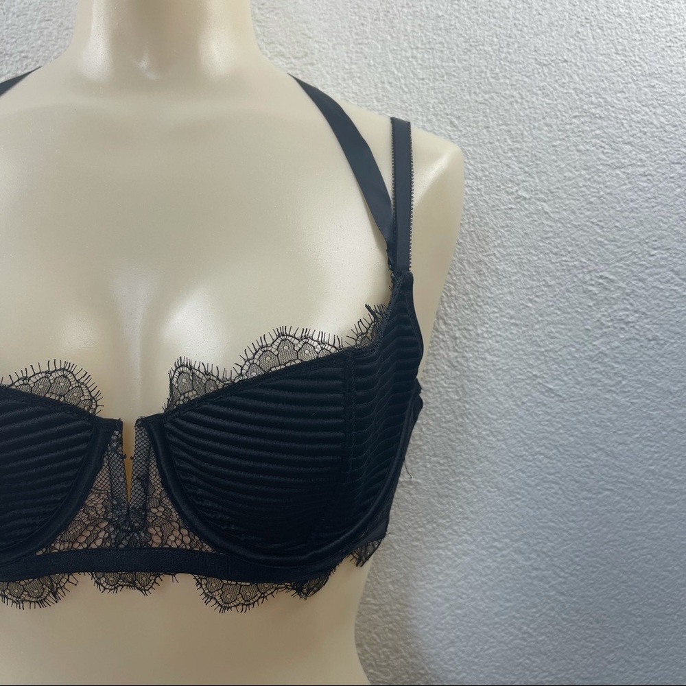 SOLD l 36C Dream Angels Ribbed Chantilly Lace Ribbons Balconet Bra - Picture 2 of 15